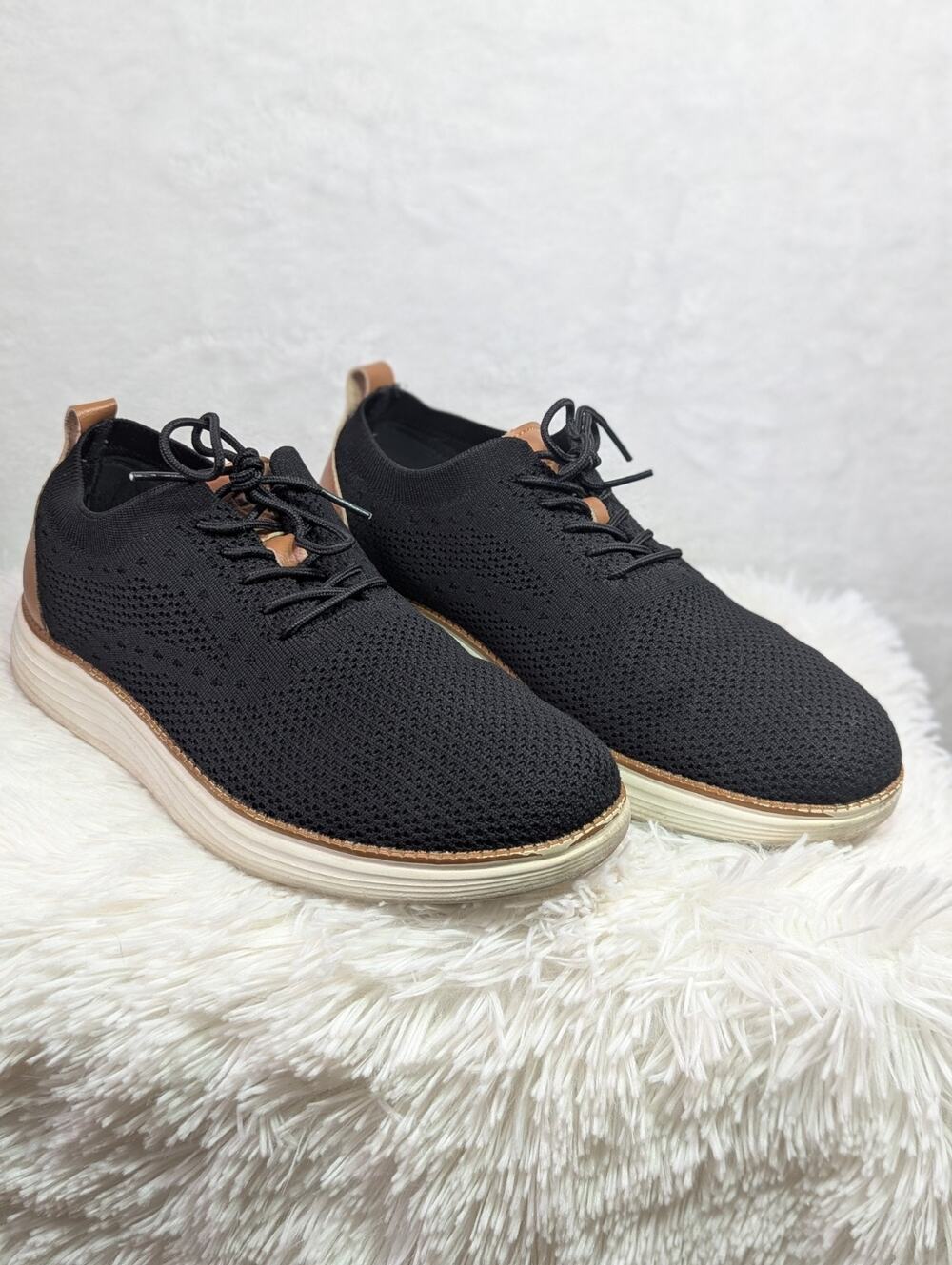 VILOCY Mens Mesh Dress Sneakers Oxford Business Casual Shoes Black Size 8.5 US